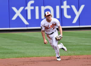 Orioles Infielder Action Shot Wallpaper