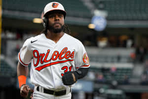 Orioles Player Intense Gaze During Game Wallpaper