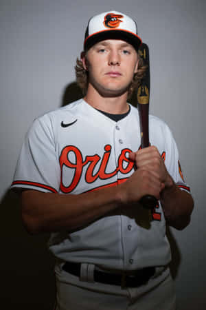 Orioles Player Portraitwith Bat Wallpaper