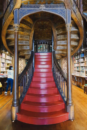 Ornate Library Staircase Adelaide Wallpaper