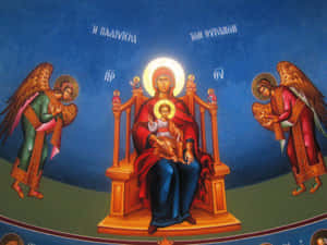 Orthodox Icon Mary Jesus Angels Wallpaper