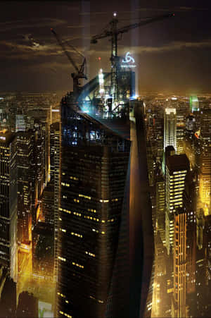 Oscorp Tower Night Construction Wallpaper