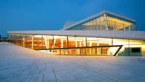 Oslo Opera House Lights At Night Wallpaper