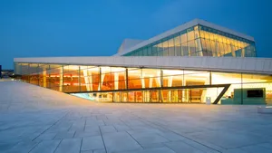 Oslo Opera House Lights At Night Wallpaper