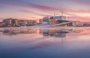 Oslo Opera House With Beautiful Sunset Wallpaper