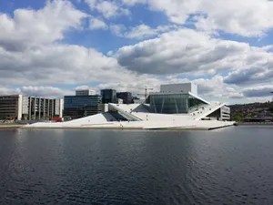 Oslo Opera House With Cloudy Sky Wallpaper