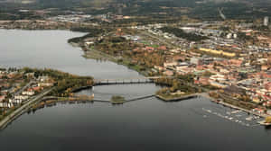 Ostersund Aerial View Storsjon Lake Wallpaper