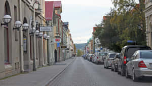 Ostersund Sweden Cobblestone Street Wallpaper