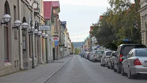 Ostersund Sweden Cobblestone Street Wallpaper