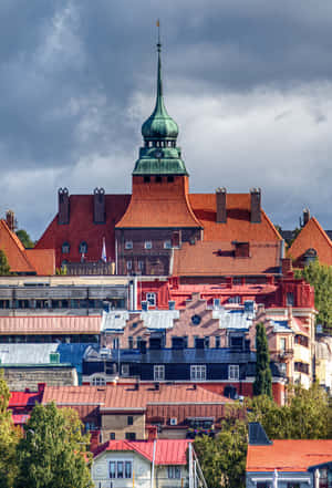 Ostersund Sweden Rooftopsand Spire Wallpaper