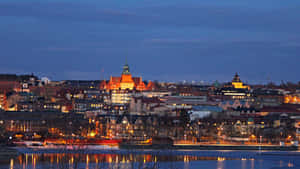 Ostersund Sweden Twilight Cityscape Wallpaper