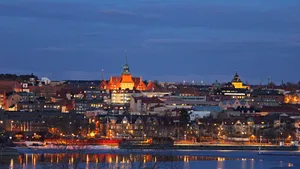 Ostersund Sweden Twilight Cityscape Wallpaper