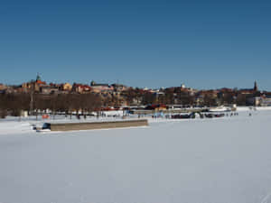 Ostersund Sweden Winter Landscape Wallpaper