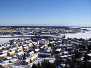 Ostersund Sweden Winter Panorama Wallpaper