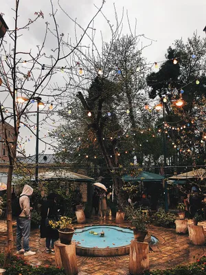 Outdoor Hot Tub Gathering Wallpaper