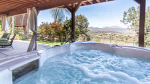 Outdoor Hot Tub Mountain View Wallpaper