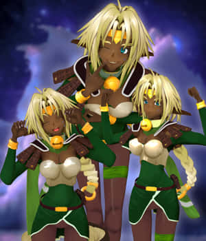 Outlaw_ Star_ Aisha_ Clanclan_ Trio Wallpaper