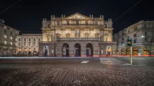 Outside La Scala Opera House At Night Wallpaper