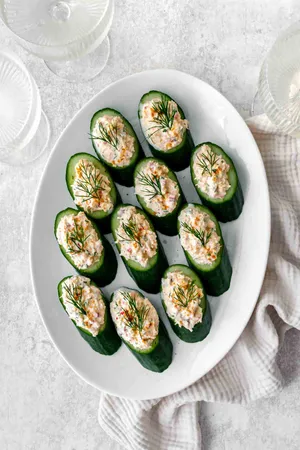 Oval Cucumbers With Crab Toppings Wallpaper