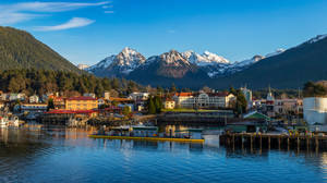 Overlooking Mountains Of Anchorage Wallpaper