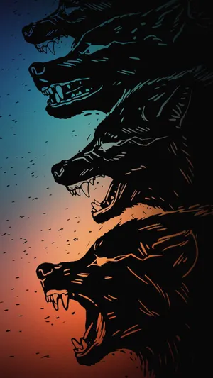 Overt Black Wolves Illustration Wallpaper