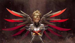 Overwatch 4k Mercy Red Wings Wallpaper