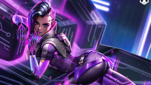 Overwatch 4k Sombra In Purple Laboratory Wallpaper