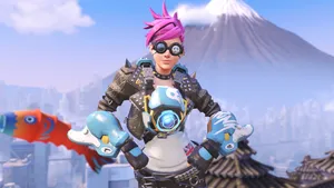 Overwatch 4k Tracer With Ice Mountain Wallpaper
