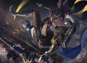 Overwatch Hanzo Unleashing Power Wallpaper