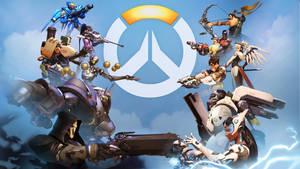 Overwatch Main Protagonists Logo Wallpaper