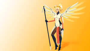 Overwatch Mercy In Action On The Battlefield Wallpaper