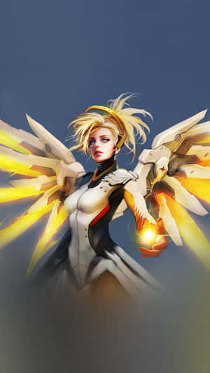 Overwatch Mercy Soaring Through The Skies Wallpaper