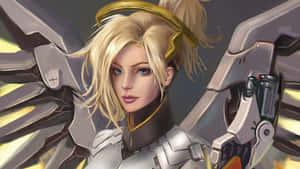 Overwatch's Guardian Angel, Mercy, Soaring Into Battle Wallpaper