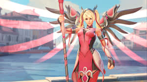 Overwatch's Mercy In Action: The Ultimate Support Hero Wallpaper