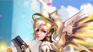 Overwatch's Mercy Soaring In Battle Wallpaper