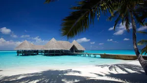 Overwater Bungalows At Breathtaking Bora Bora Beach Wallpaper