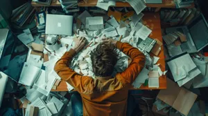 Overwhelmed By Paperwork Wallpaper
