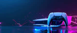 P S5 Consoleand Controller Illuminated Wallpaper