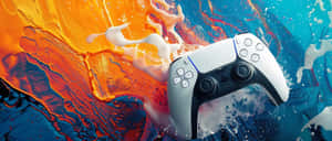 P S5 Controller Artistic Backdrop Wallpaper