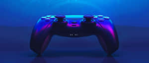 P S5 Controller Blue Glow Wallpaper