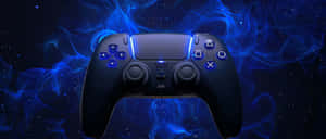 P S5 Controller Blue Smoke Background Wallpaper