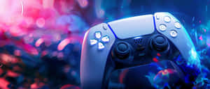 P S5 Controller Bokeh Lights Background Wallpaper