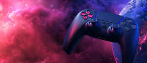 P S5 Controller Cosmic Backdrop Wallpaper