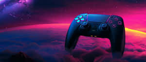 P S5 Controller Cosmic Backdrop Wallpaper