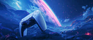 P S5 Controller Cosmic Backdrop Wallpaper