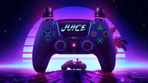 P S5 Controller Retro Neon Design Wallpaper