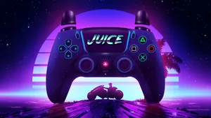 P S5 Controller Retro Neon Design Wallpaper
