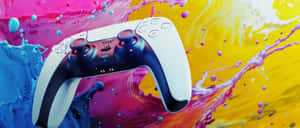 P S5 Controller Vibrant Splash Art Wallpaper