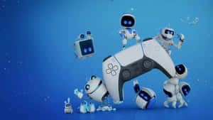 P S5 Controller With Mini Robots Wallpaper