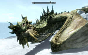 Paarthurnax Perched Atop A Word Wall In The Lofty Mountains Of Skyrim. Wallpaper